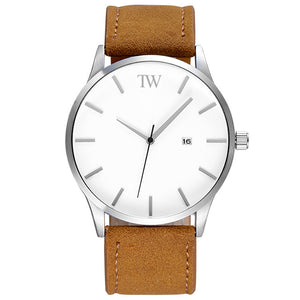 The Minimalist - Silver / White / Brown - TimeWise Watch Co.